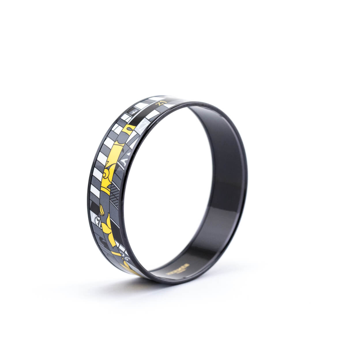 Hermes Black Yellow Enamel Wide Astrologie Nouvelle Bangle Size L - Love that Bag etc - Preowned Authentic Designer Handbags Preloved Fashions