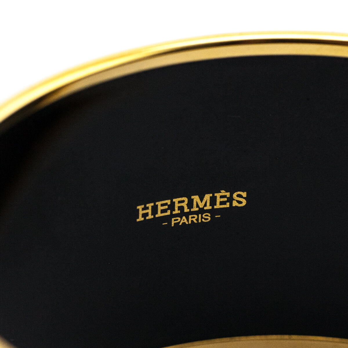 Hermes Black Enamel Gold Plated Extra Wide Chevron Bangle Size L - Love that Bag etc - Preowned Authentic Designer Handbags Preloved Fashions
