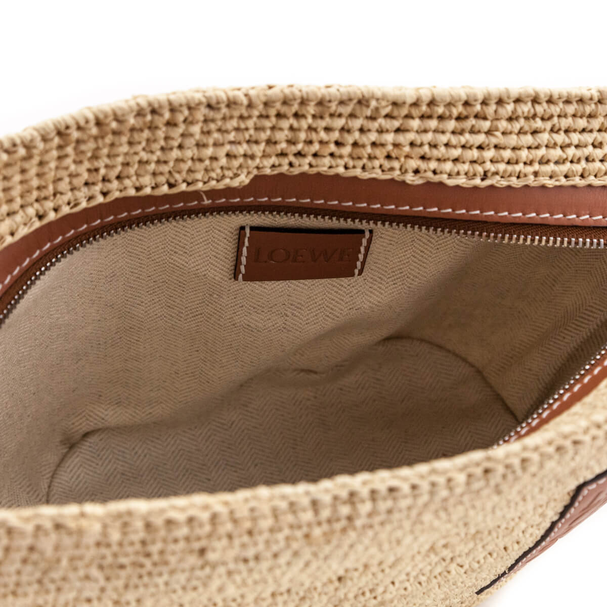 Loewe Raffia and Leather Paula's Ibiza Pochette Bag - Love that Bag etc - Preowned Authentic Designer Handbags Preloved Fashions