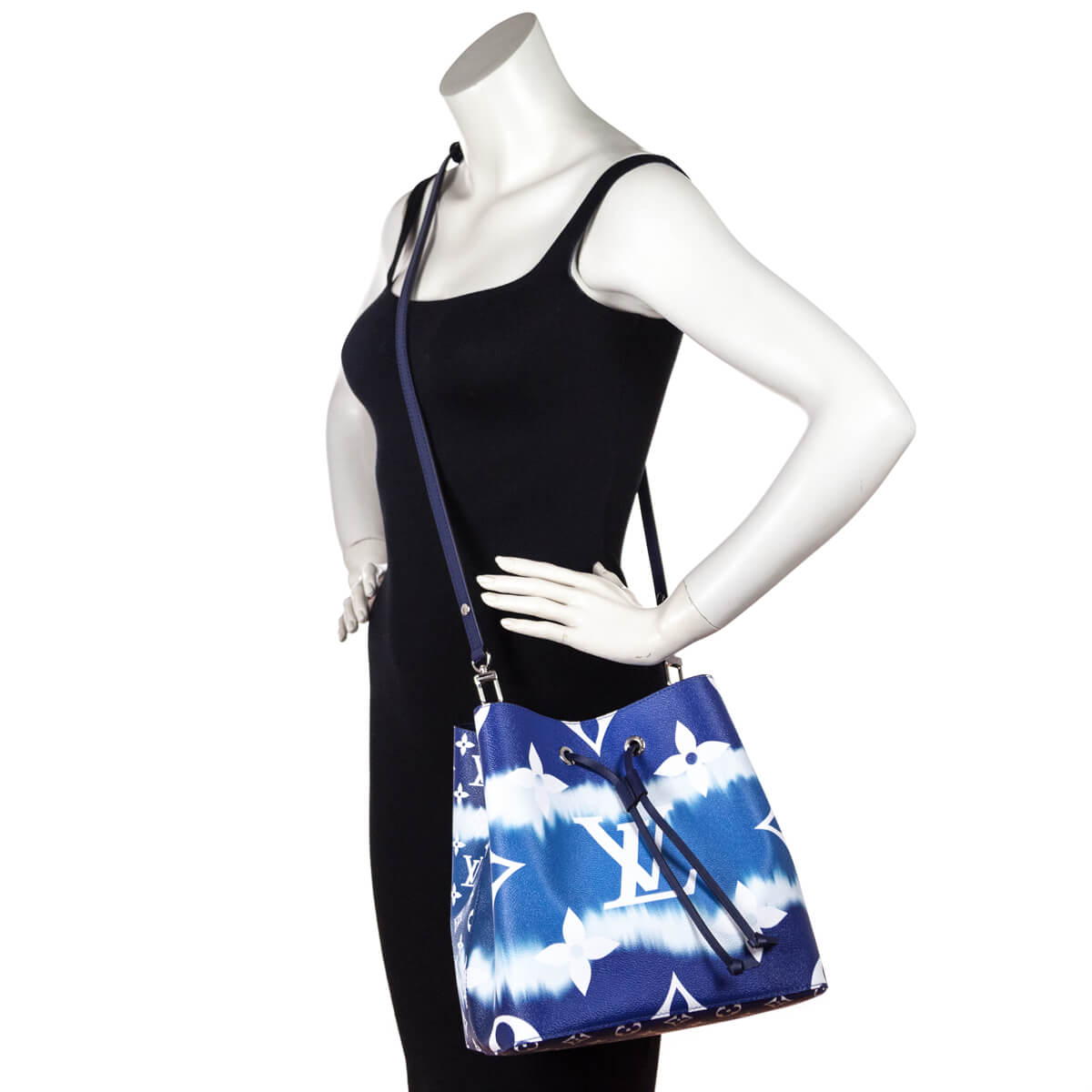Louis Vuitton Blue Giant Monogram Escale Neonoe MM - Love that Bag etc - Preowned Authentic Designer Handbags Preloved Fashions