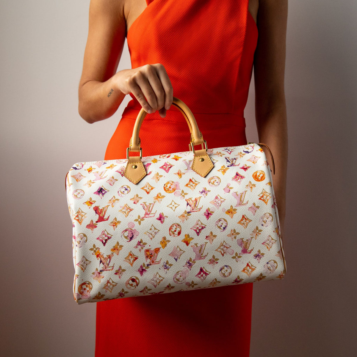 Louis Vuitton White Watercolor Aquarelle Speedy 35 - Love that Bag etc - Preowned Authentic Designer Handbags Preloved Fashions