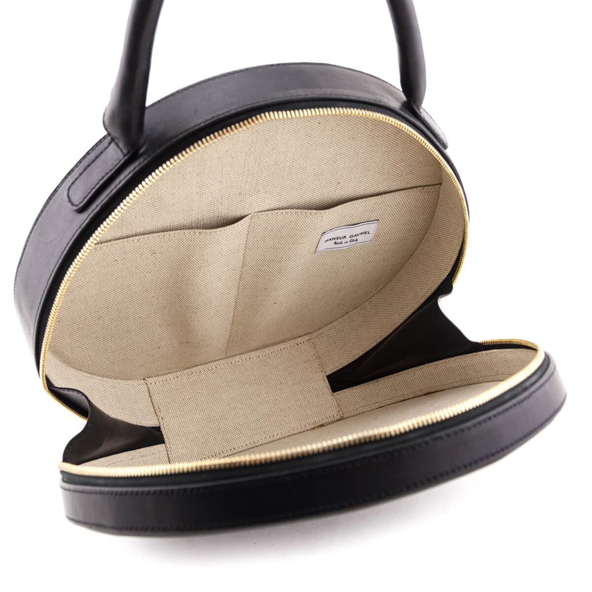 Mansur Gavriel Black Vegetable-Tanned Leather Large Circle Bag - Love that Bag etc - Preowned Authentic Designer Handbags Preloved Fashions