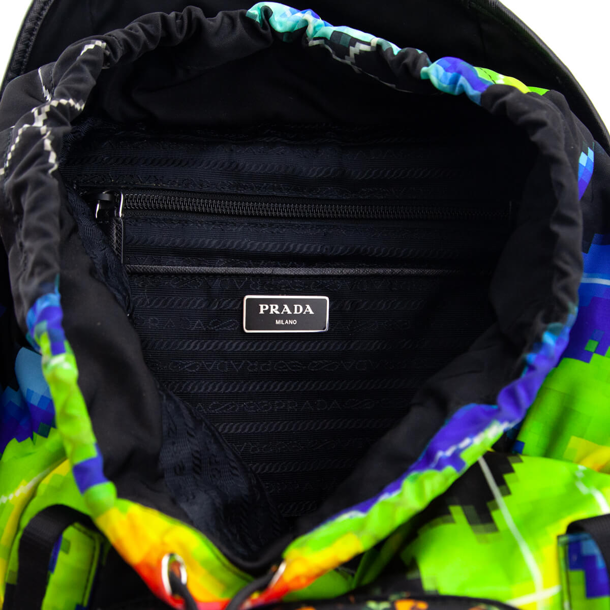 Prada Multicolor Printed Nylon Double Buckle Backpack - Love that Bag etc - Preowned Authentic Designer Handbags Preloved Fashions