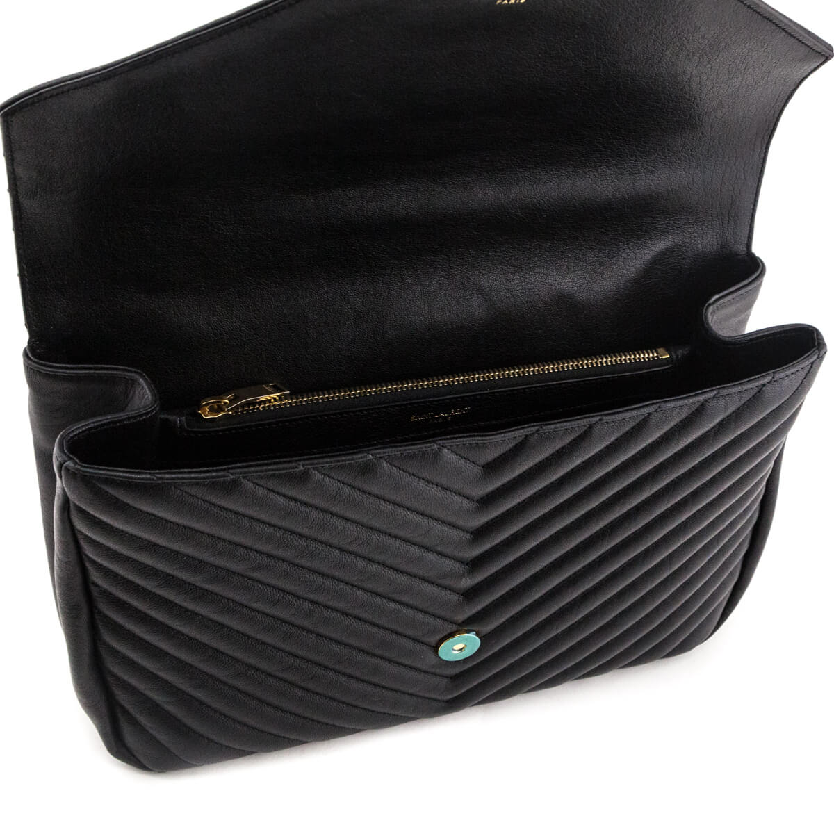 Saint Laurent Black Chevron Matelasse Sheepskin Large College Bag - Love that Bag etc - Preowned Authentic Designer Handbags Preloved Fashions