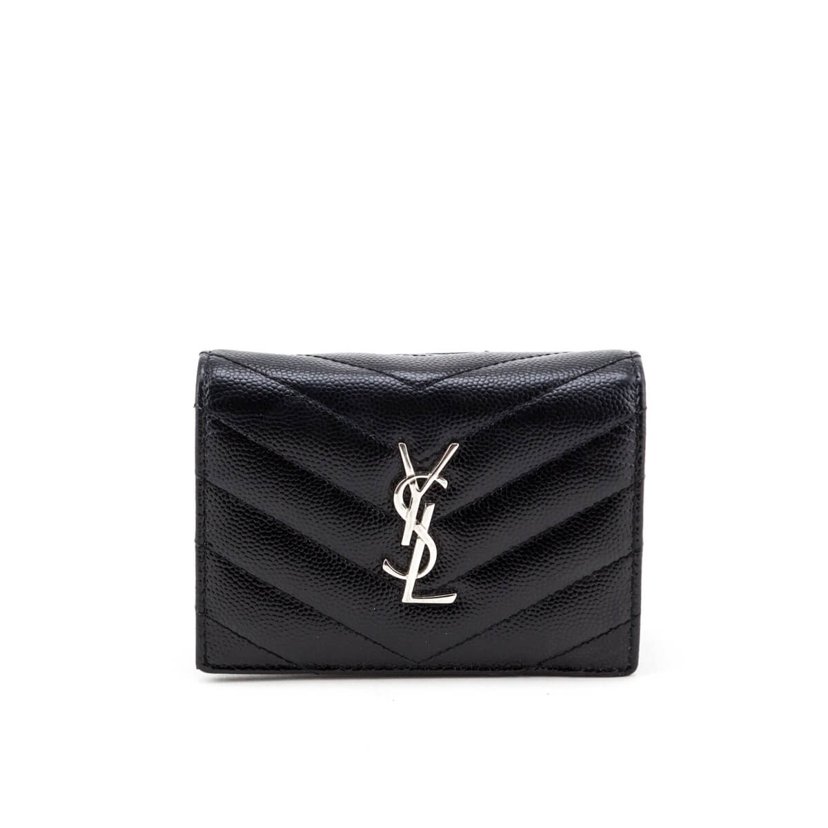 Saint Laurent Black Grain De Poudre Monogram Card Case - Love that Bag etc - Preowned Authentic Designer Handbags Preloved Fashions