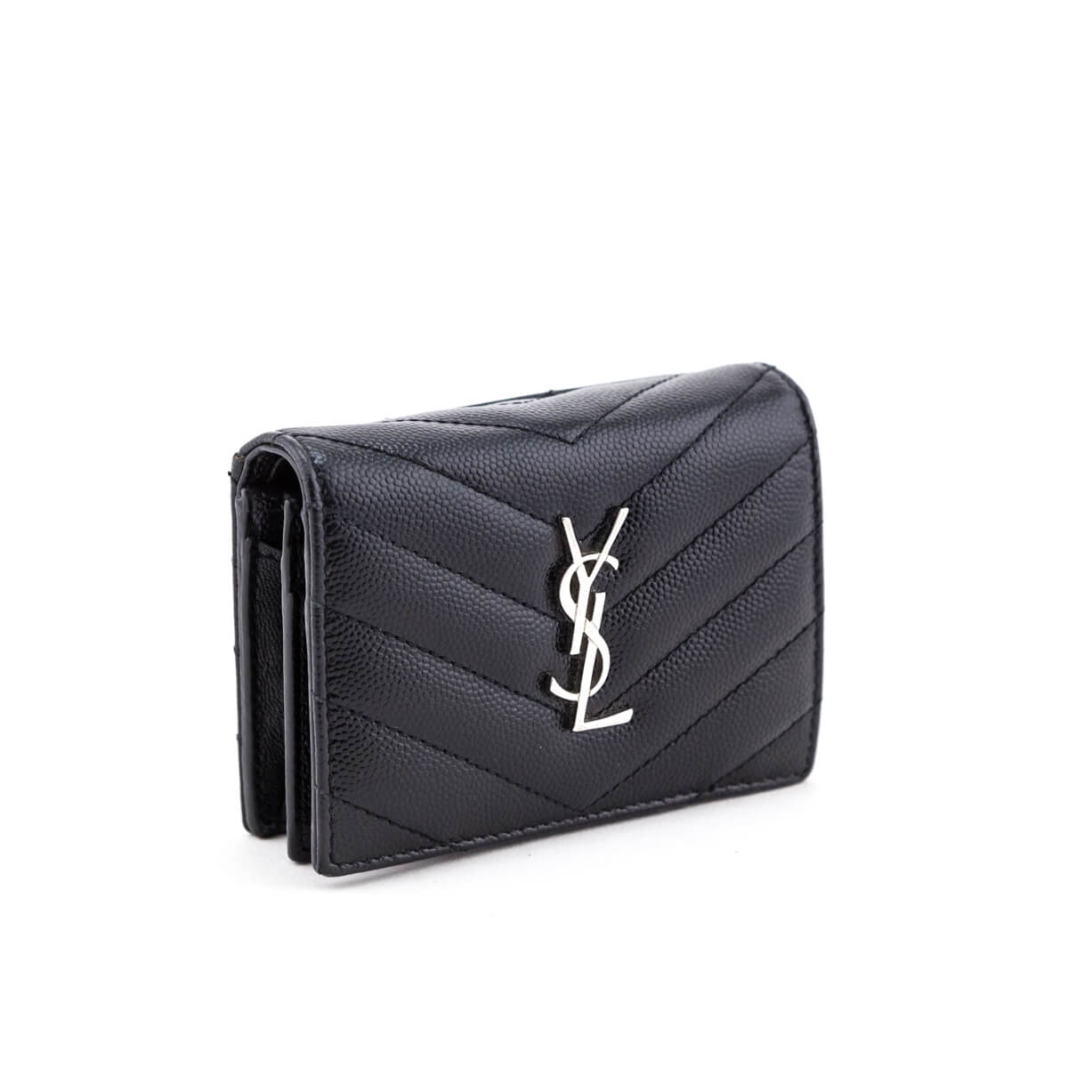 Saint Laurent Black Grain De Poudre Monogram Card Case - Love that Bag etc - Preowned Authentic Designer Handbags Preloved Fashions