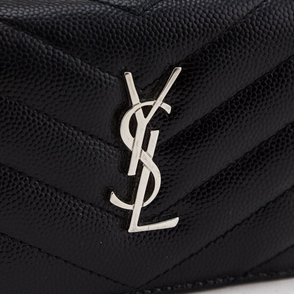 Saint Laurent Black Grain De Poudre Monogram Card Case - Love that Bag etc - Preowned Authentic Designer Handbags Preloved Fashions