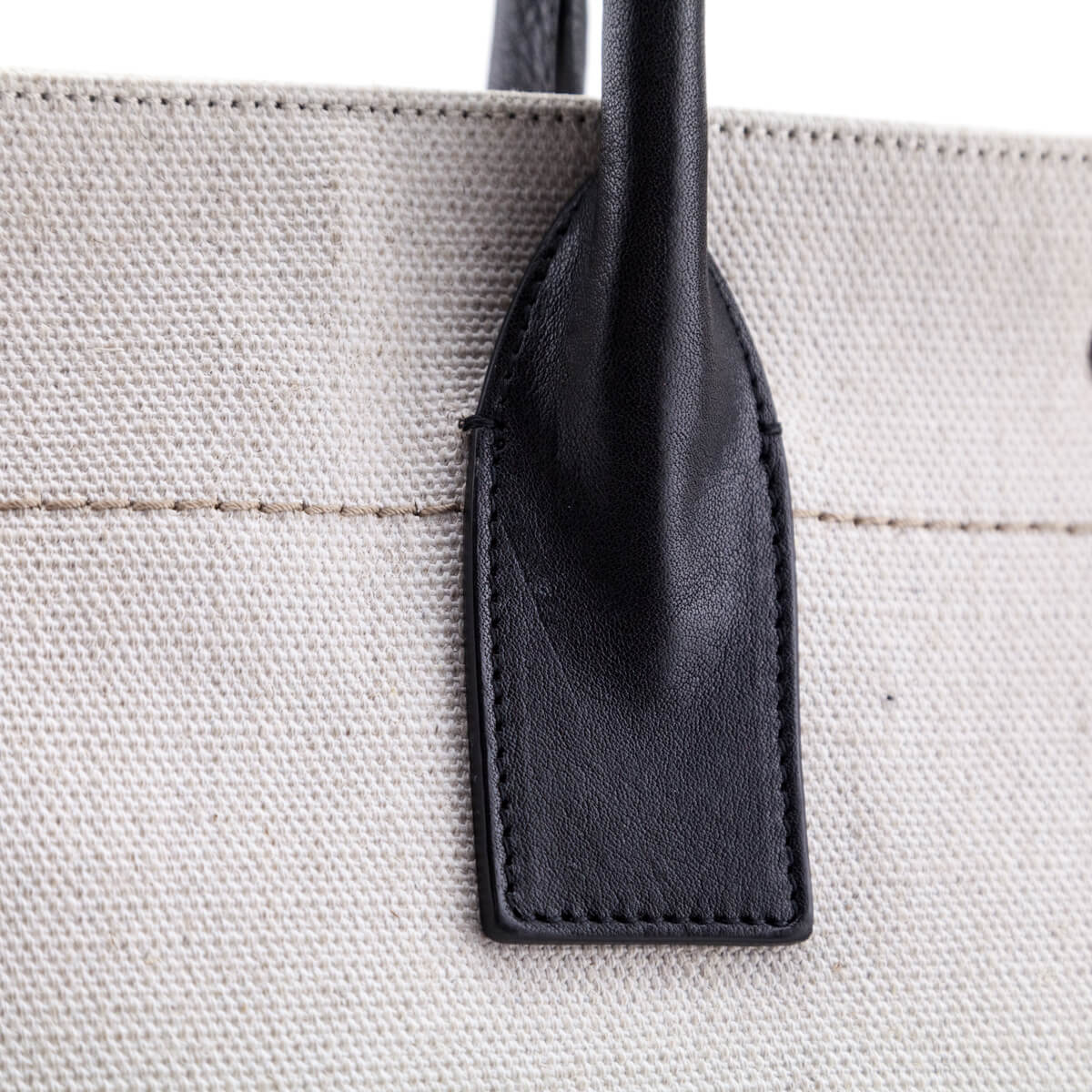 Saint Laurent White Linen and Leather Rive Gauche Noe Tote - Love that Bag etc - Preowned Authentic Designer Handbags Preloved Fashions