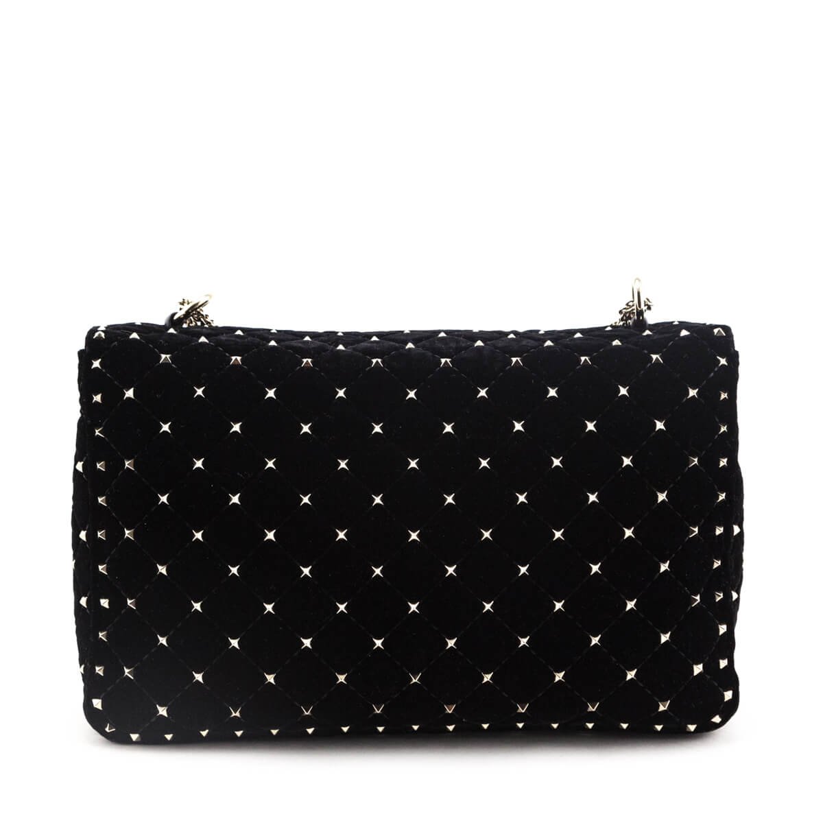 Valentino Black Velvet Large Rockstud Spike Bag - Love that Bag etc - Preowned Authentic Designer Handbags Preloved Fashions