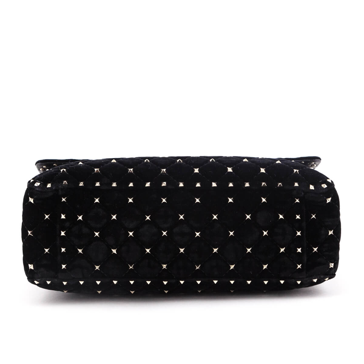 Valentino Black Velvet Large Rockstud Spike Bag - Love that Bag etc - Preowned Authentic Designer Handbags Preloved Fashions