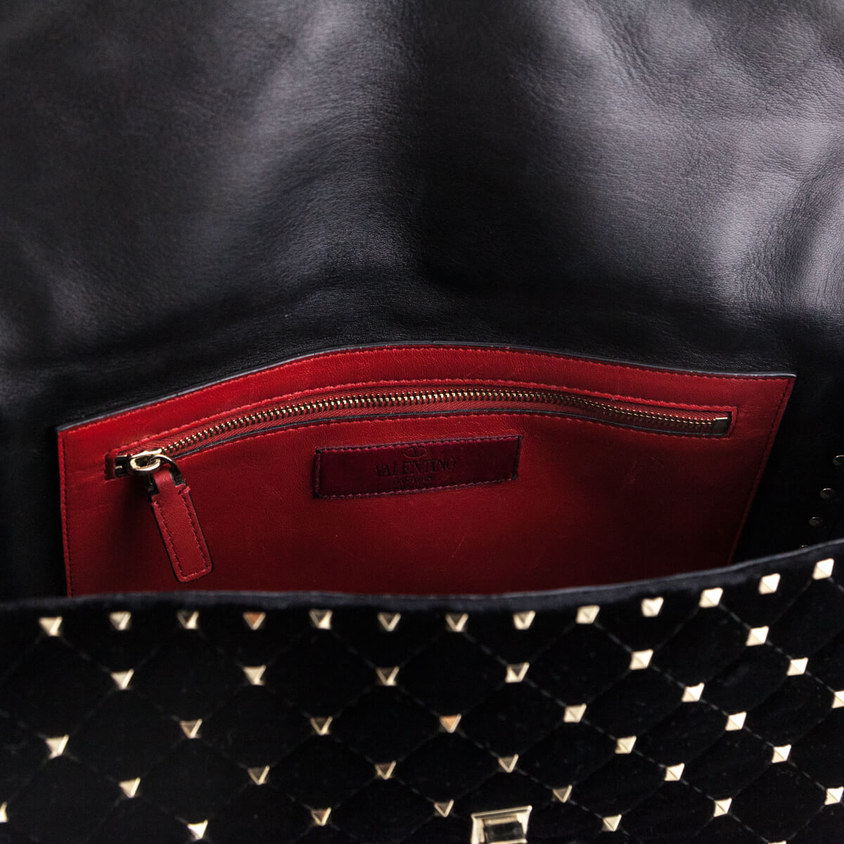 Valentino Black Velvet Large Rockstud Spike Bag - Love that Bag etc - Preowned Authentic Designer Handbags Preloved Fashions
