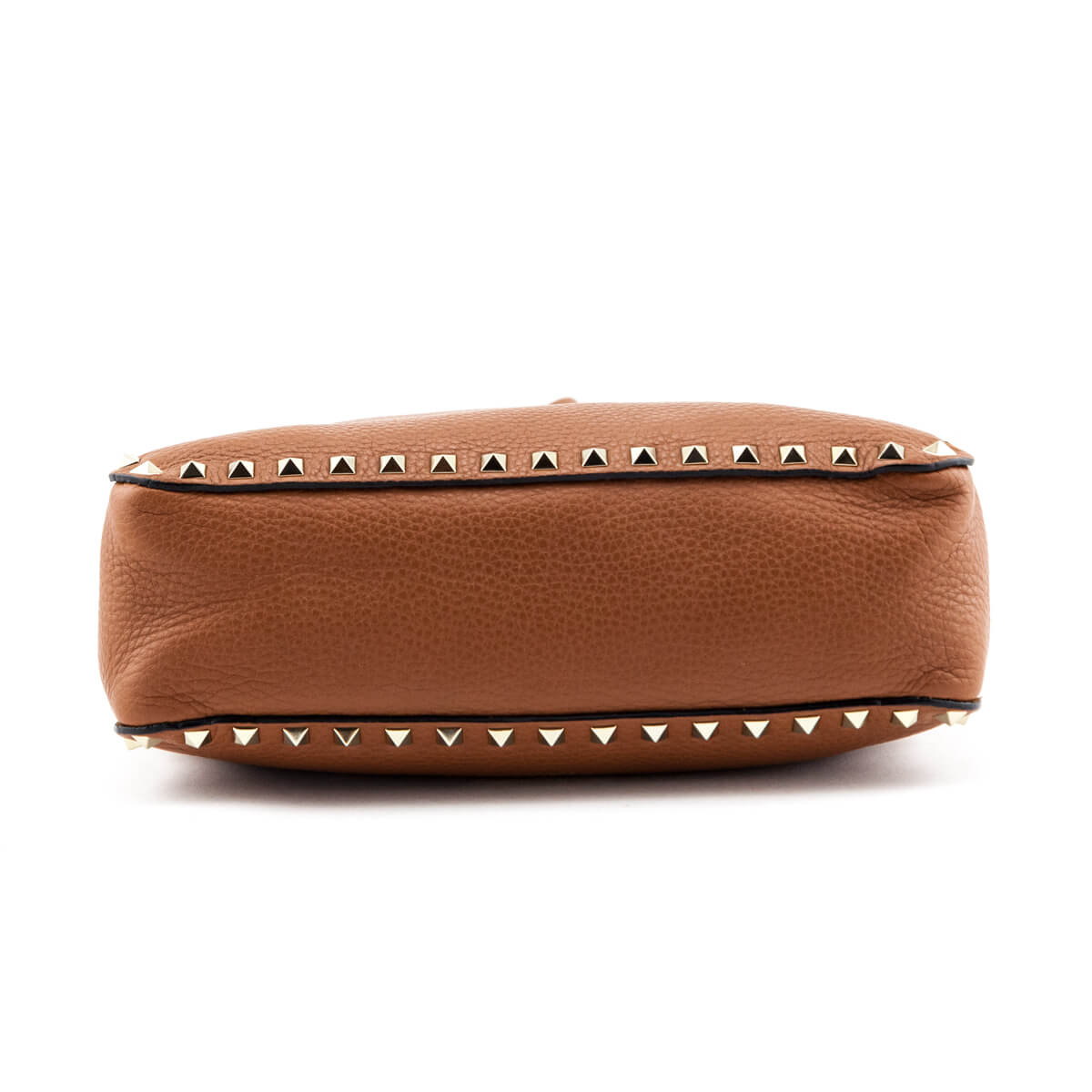 Valentino Tan Pebbled Calfskin Small Rockstud Flip-Lock Messenger Bag - Love that Bag etc - Preowned Authentic Designer Handbags Preloved Fashions