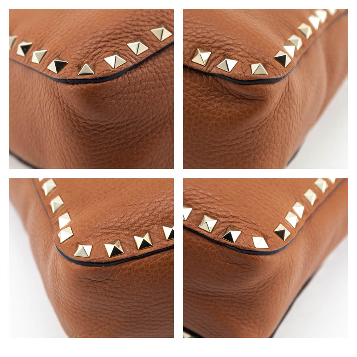Valentino Tan Pebbled Calfskin Small Rockstud Flip-Lock Messenger Bag - Love that Bag etc - Preowned Authentic Designer Handbags Preloved Fashions