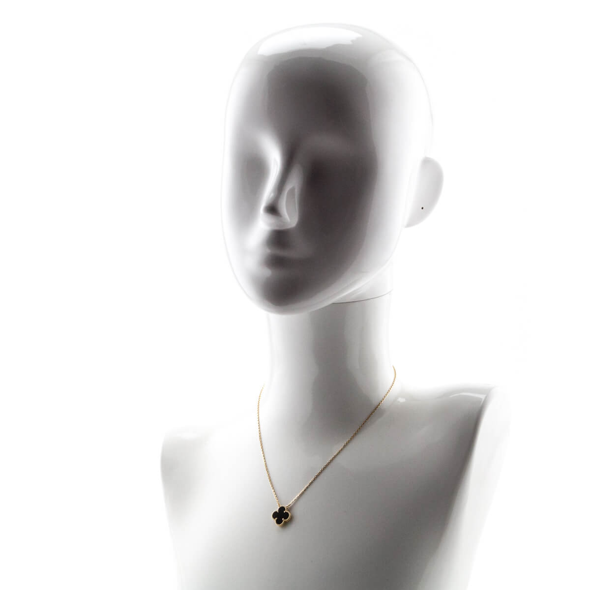 Van Cleef Arpels Onyx 18K Gold Vintage Alhambra Pendant Necklace - Love that Bag etc - Preowned Authentic Designer Handbags Preloved Fashions