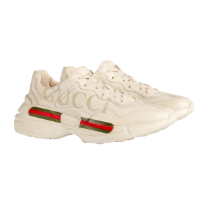 Gucci Men's Rhyton Gucci Logo Leather Sneaker