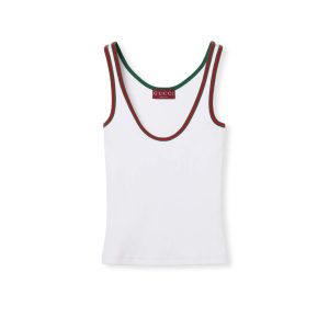 Gucci Cotton Rib Tank Top With Web
