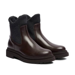 Brunello Cucinelli Leather Sock Boots