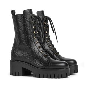 Gucci Women's Lace-up Ankle Boot With GG