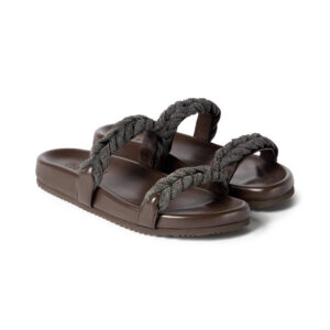 Brunello Cucinelli Leather Sandals With Precious Braided Straps