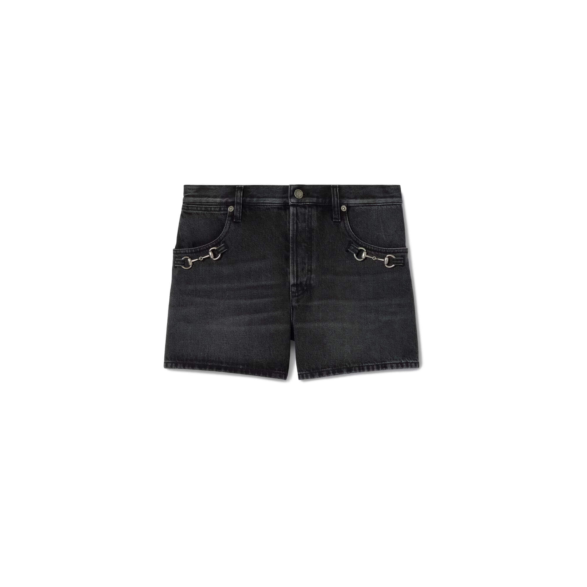Gucci Cotton Denim Shorts With Horsebit at Enigma Boutique